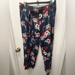 Torrid Floral Wide Leg Pants - Navy and Pink